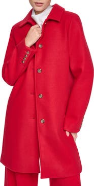 HALSTON Faux Wool Walker Coat