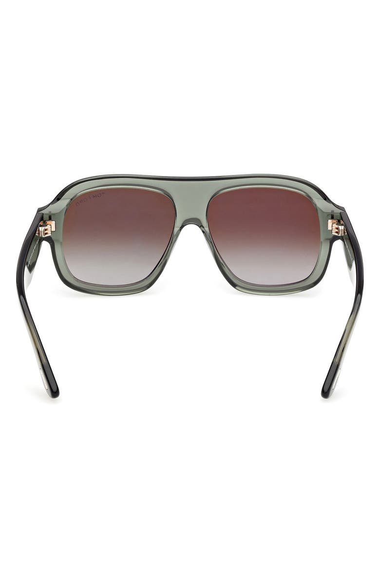 TOM FORD Rhonda 56mm Gradient Pilot Sunglasses, Alternate, color, Shiny Sage / Green Lens