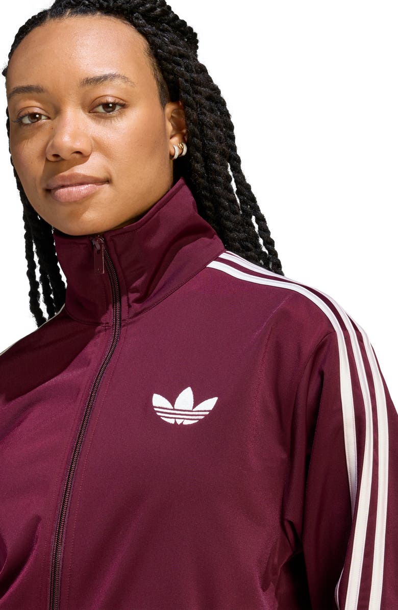 adidas Originals Firebird Loose Fit Recycled Polyester Track Jacket, Alternate, color, Maroon/ Off White/