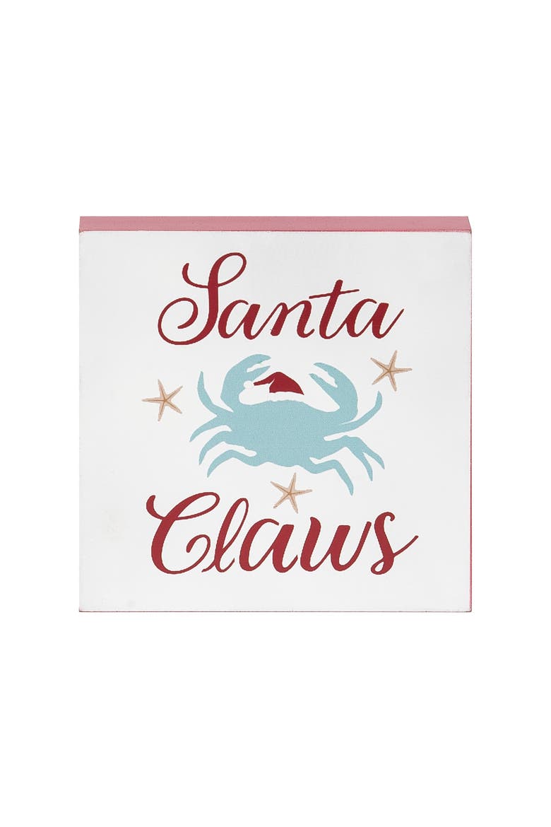Santa Claws Block Christmas Shelf Sitter Centerpiece, Main, color, White