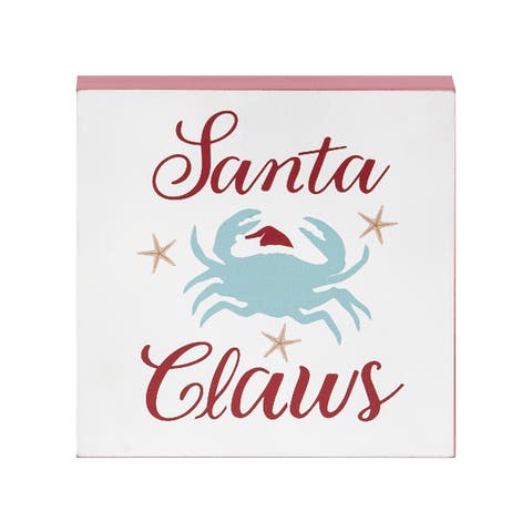 Santa Claws Block Christmas Shelf Sitter Centerpiece