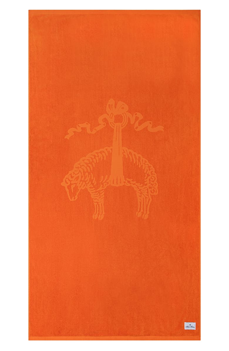 Brooks Brothers Jacquard Logo Cotton Beach Towel, Alternate, color, Orange