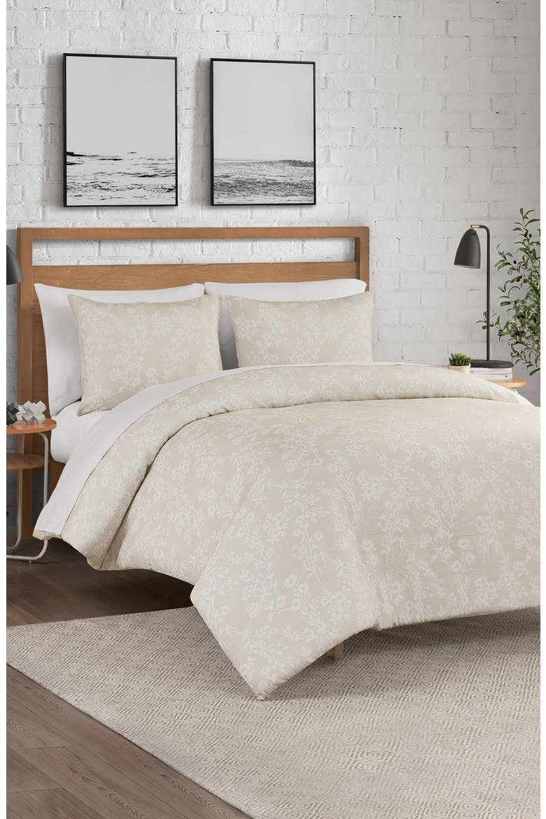 Ava Floral Jacquard Duvet Set, Alternate, color, BEIGE FLORAL