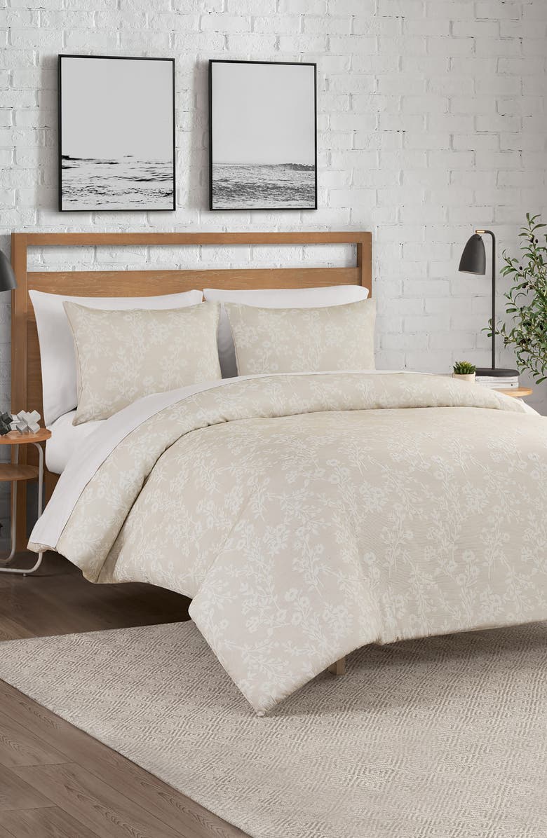 Lucky Brand Ava Floral Jacquard Duvet Set, Alternate, color, Beige Floral