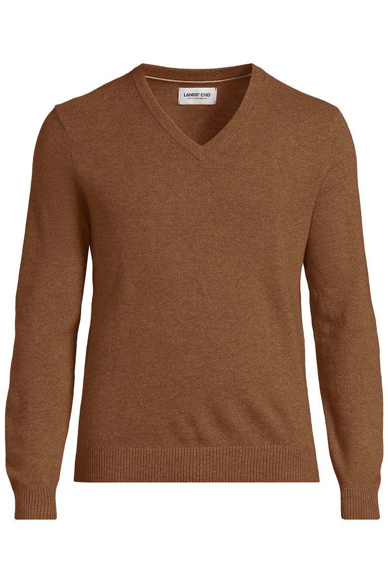 Fine Gauge Cashmere V-neck Sweater, Alternate, color, Fresh Nutmeg Heather