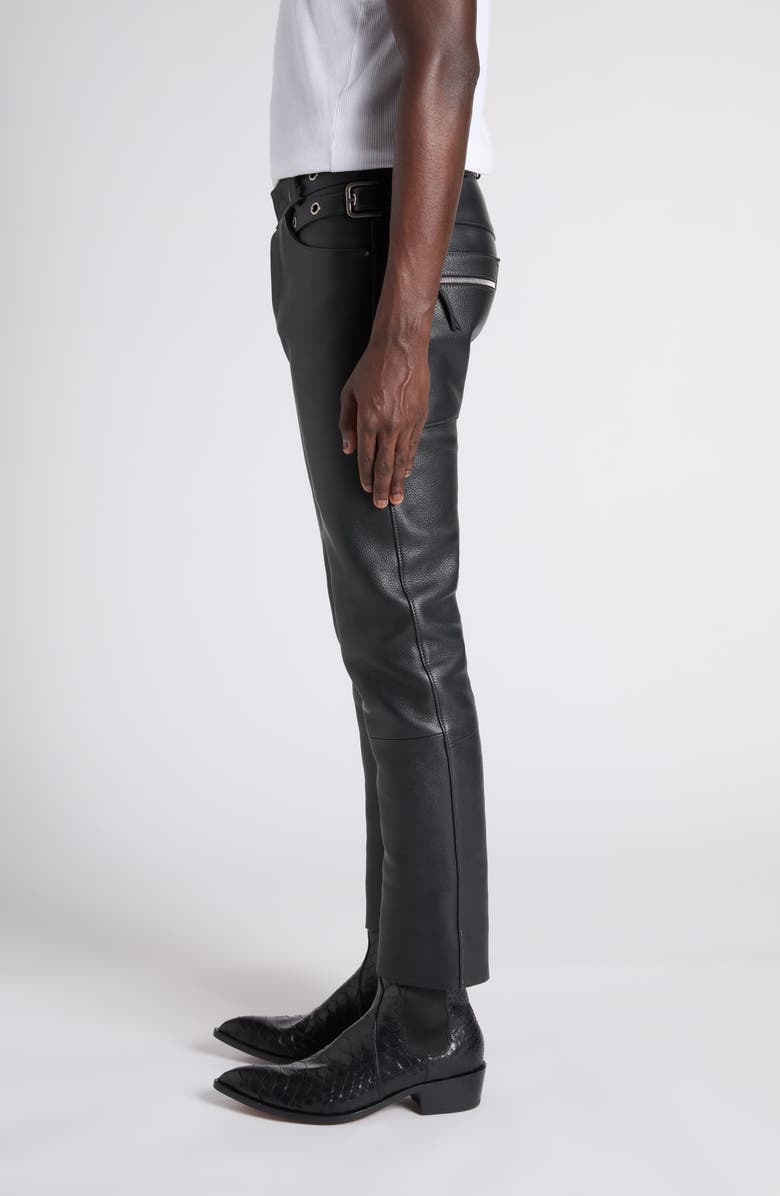 TOM FORD Grained Leather Biker Pants, Alternate, color, Lb999 Black