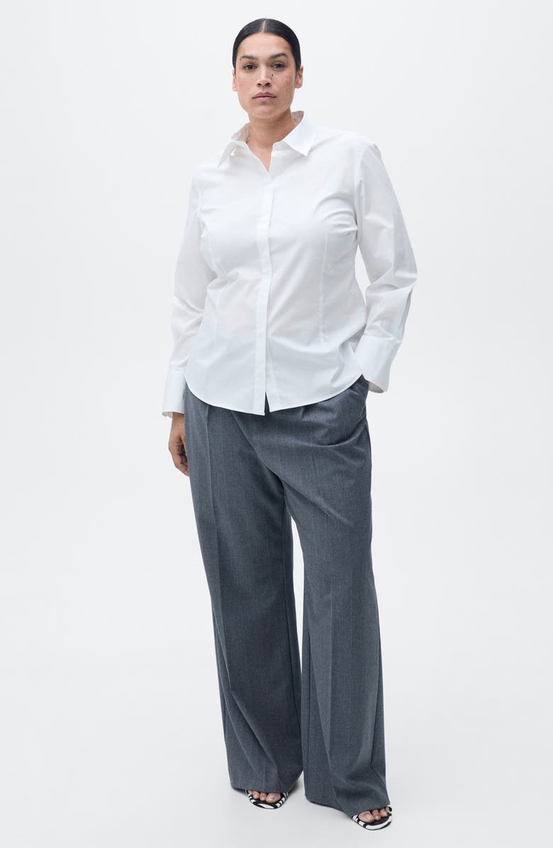 MANGO Slim Fit Stretch Poplin Button-Up Shirt, Alternate, color, White