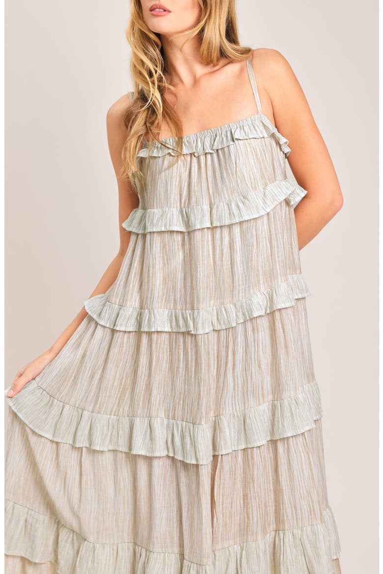 Textured Maxi Dress, Alternate, color, WHITE/ YELLOW STRIPE