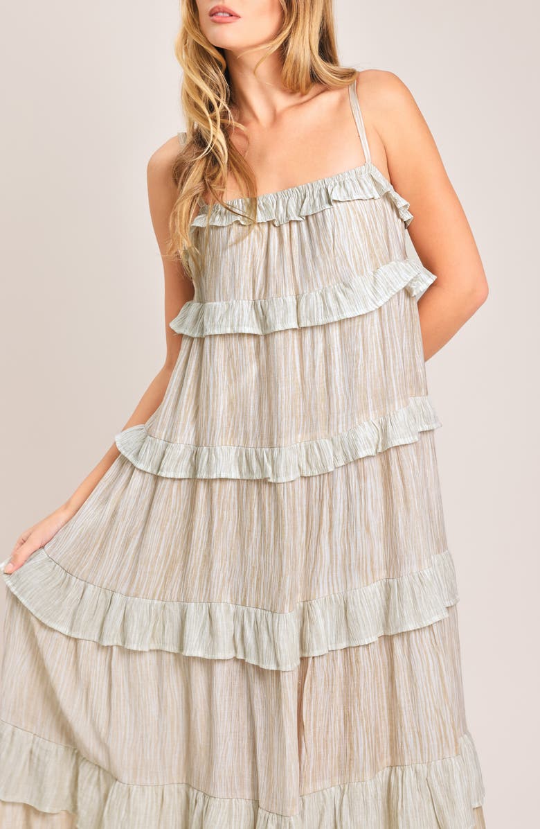 FLYING TOMATO Textured Maxi Dress, Alternate, color, White/ Yellow Stripe