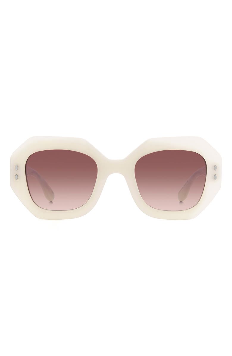 Isabel Marant 52mm Gradient Geometric Sunglasses, Main, color, Pearld White/ Burgundy Shaded