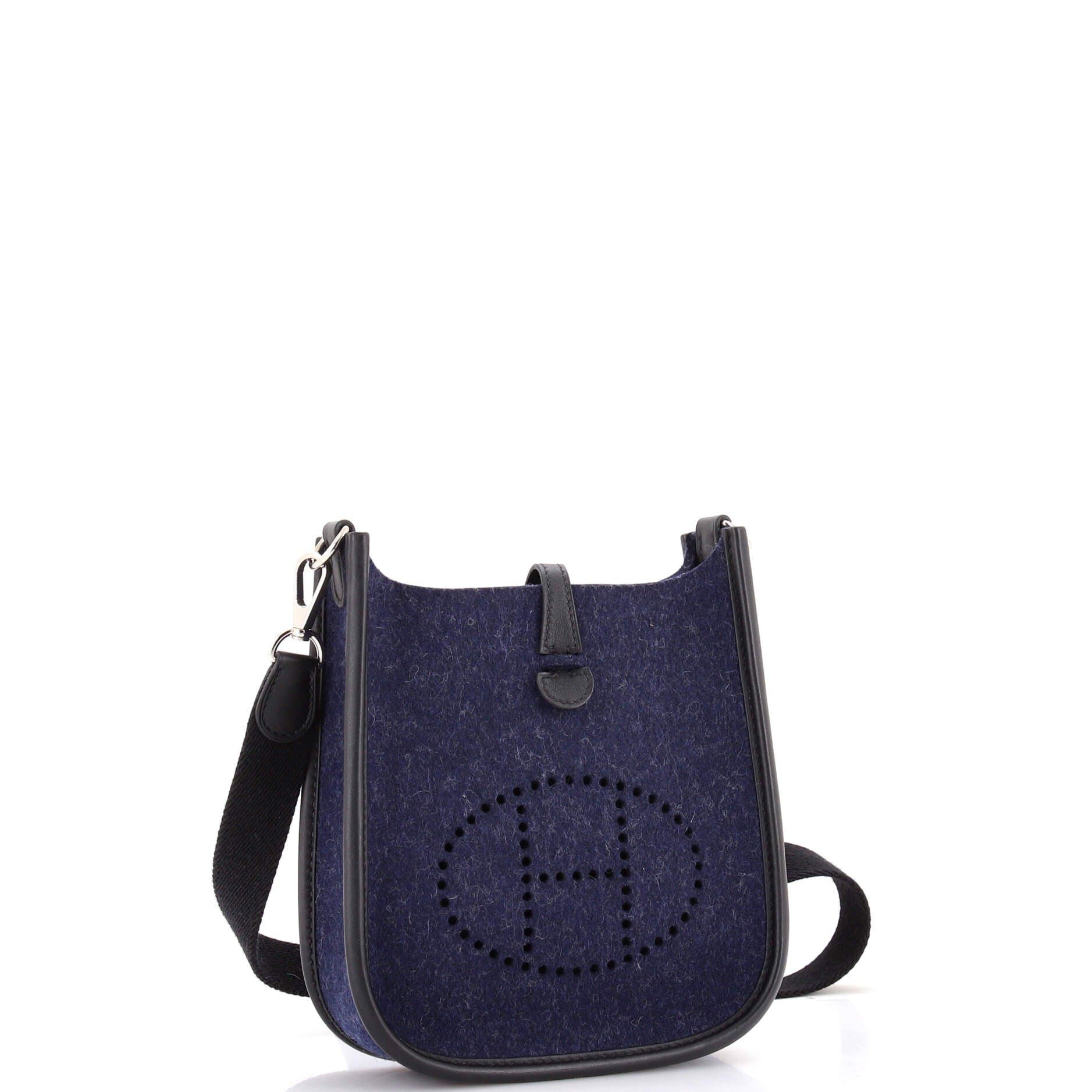 Pre-Owned Hermes Evelyne Bag Gen III Felt TPM, Alternate, color, Bleu Nuit