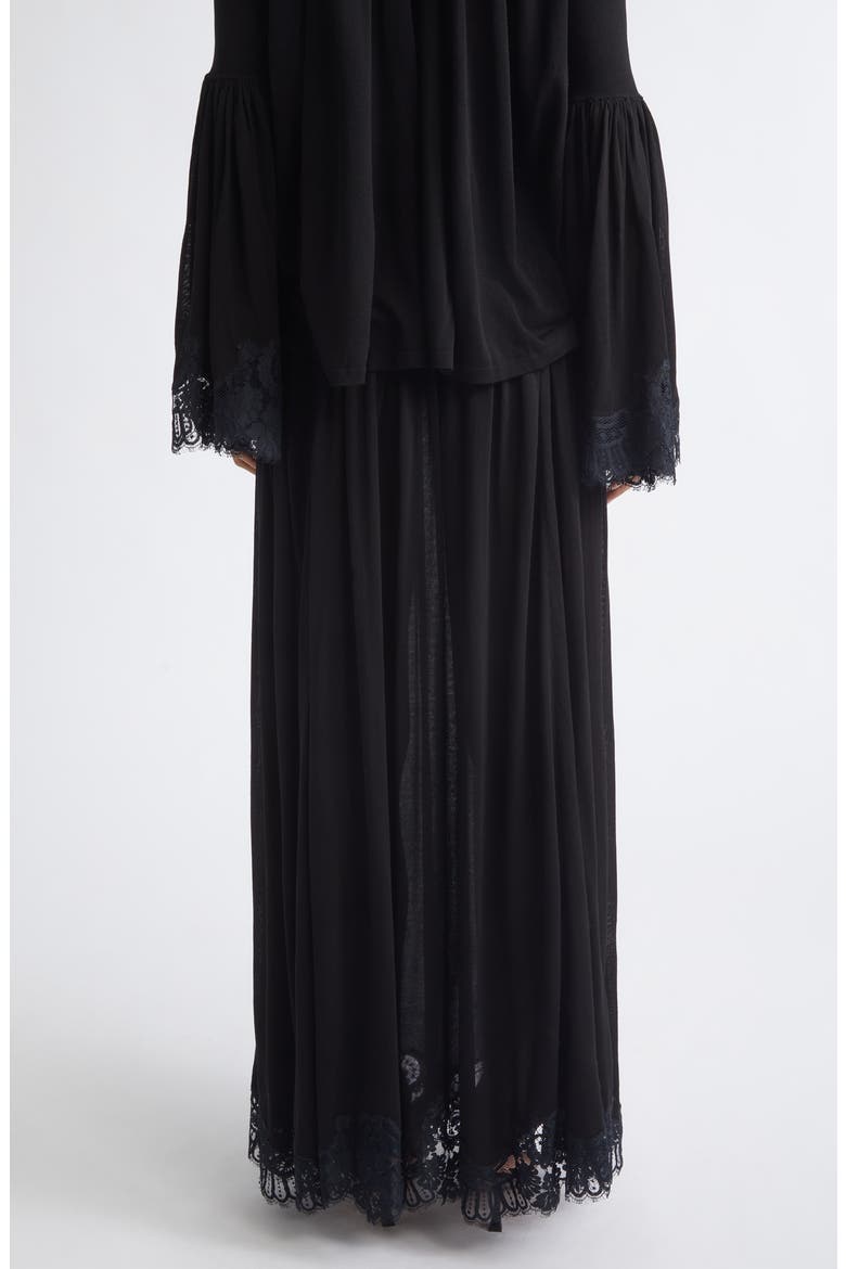 Valiant High Waist Lace Trim Maxi Skirt, Alternate, color, BLACK