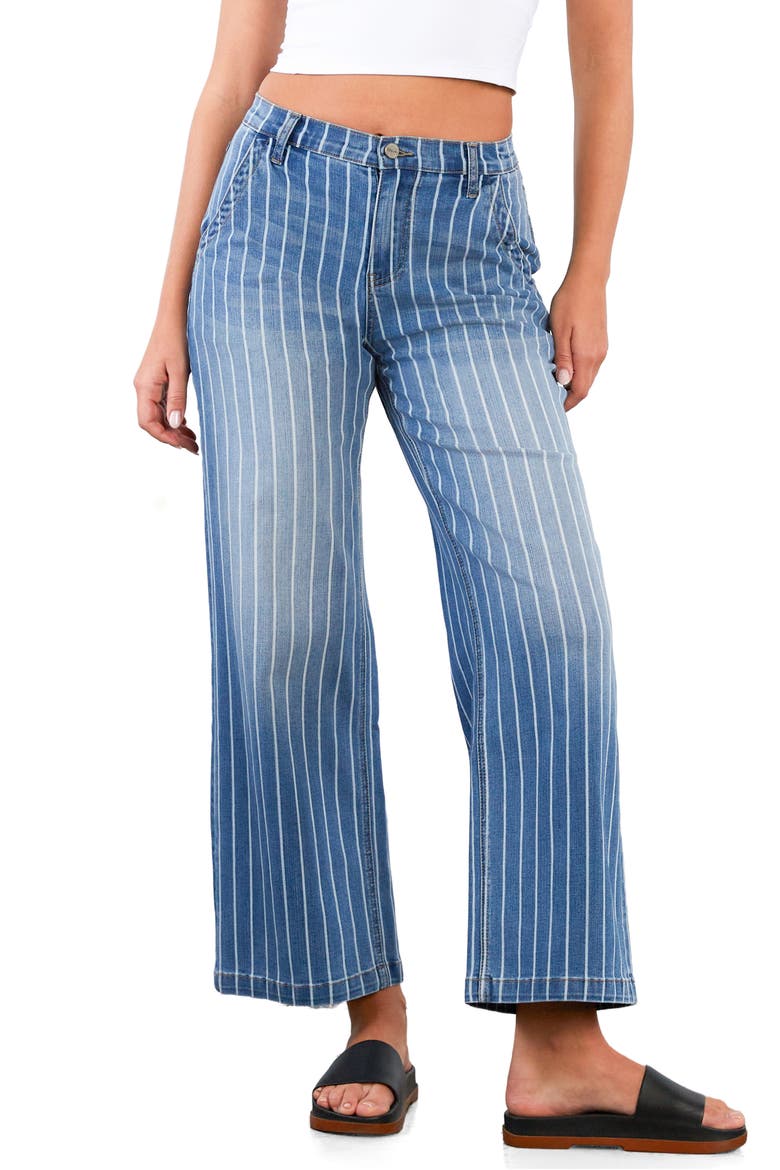 Stripe High Rise Wide Leg Jeans, Main, color, STONE BLUE STRIPES
