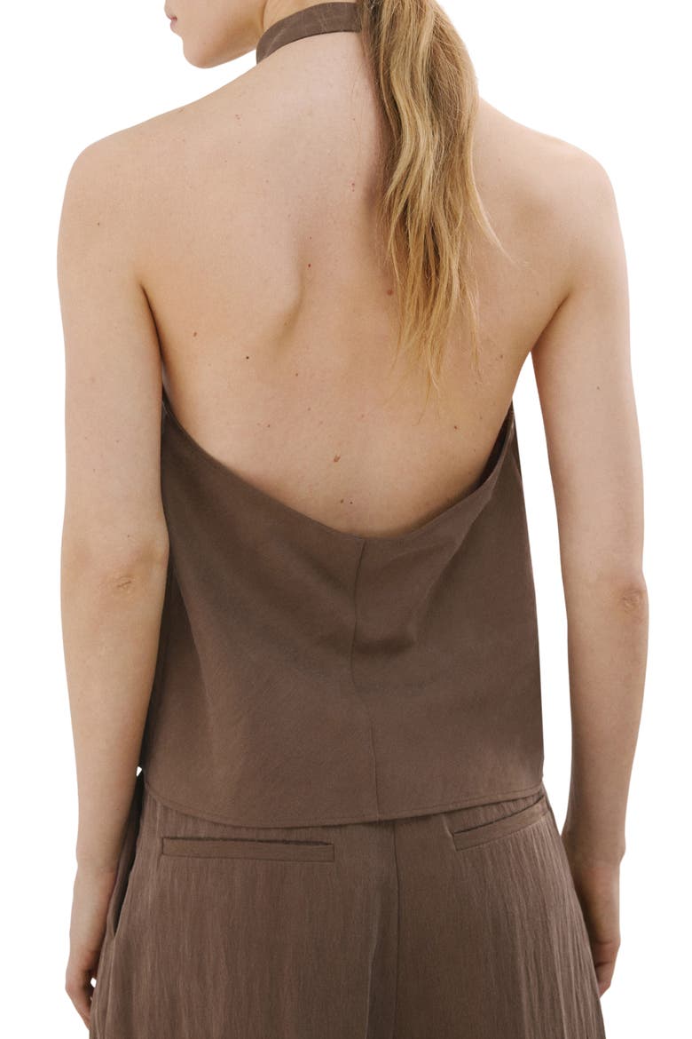 Cowl Halter Neck Top, Alternate, color, BROWN