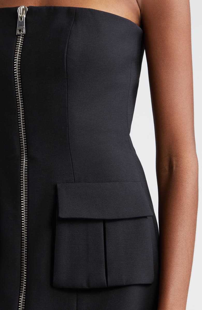 Brandon Maxwell The Marca Strapless Cargo Wool & Silk Blend Minidress, Alternate, color, 