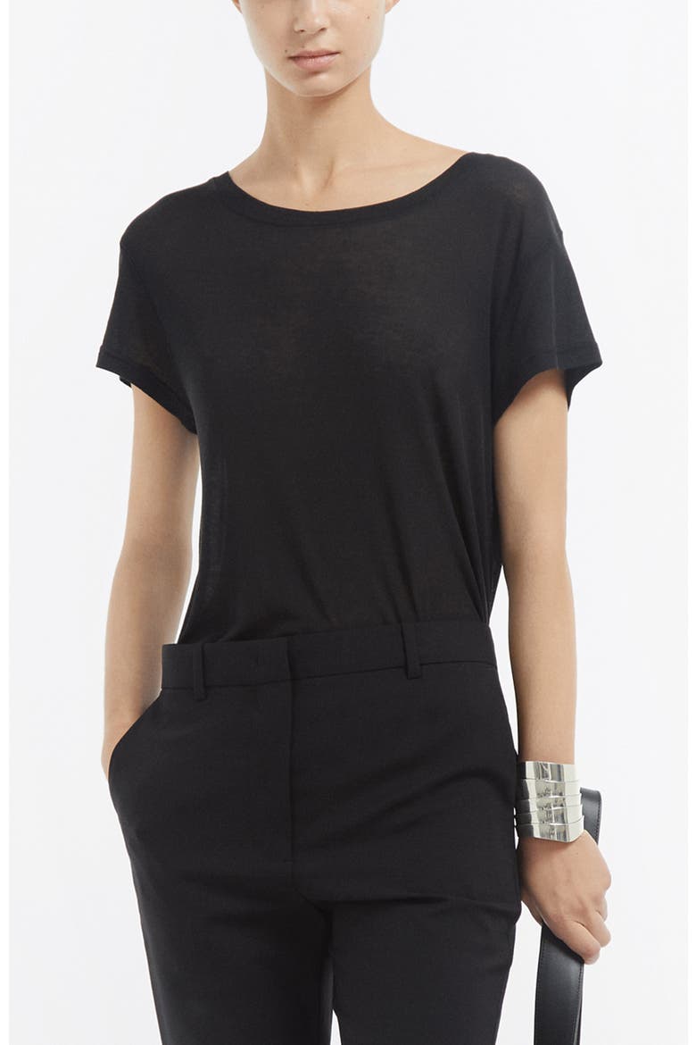 Crewneck Short Sleeve T-Shirt in Cotton Jersey, Main, color, Black