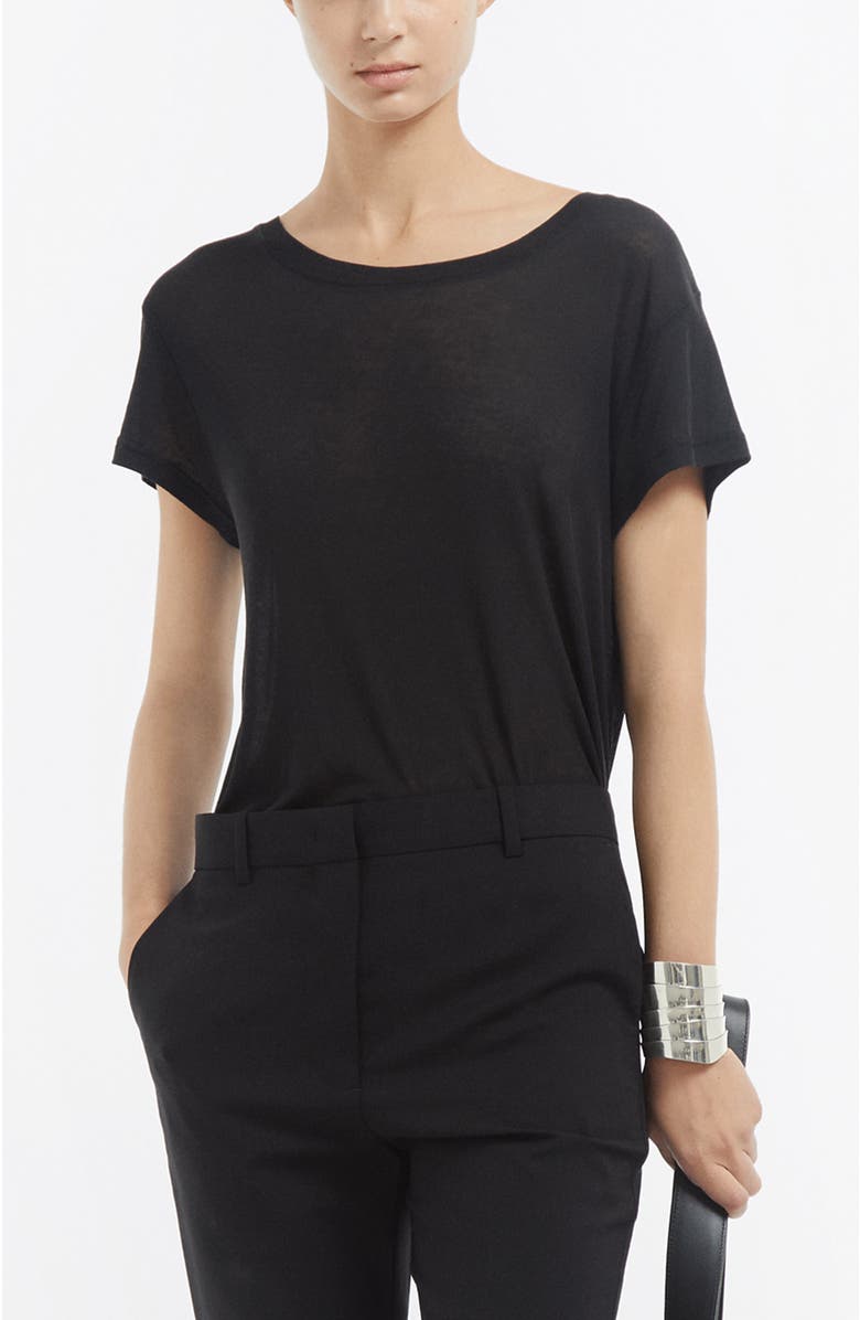 CO Crewneck Short Sleeve T-Shirt in Cotton Jersey, Main, color, Black