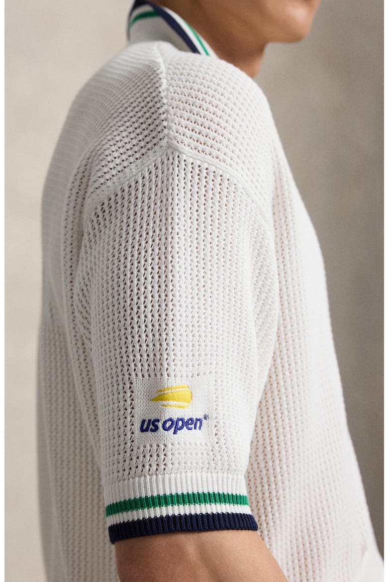 US Open Short Sleeve Knit Cardigan, Alternate, color, WHITE