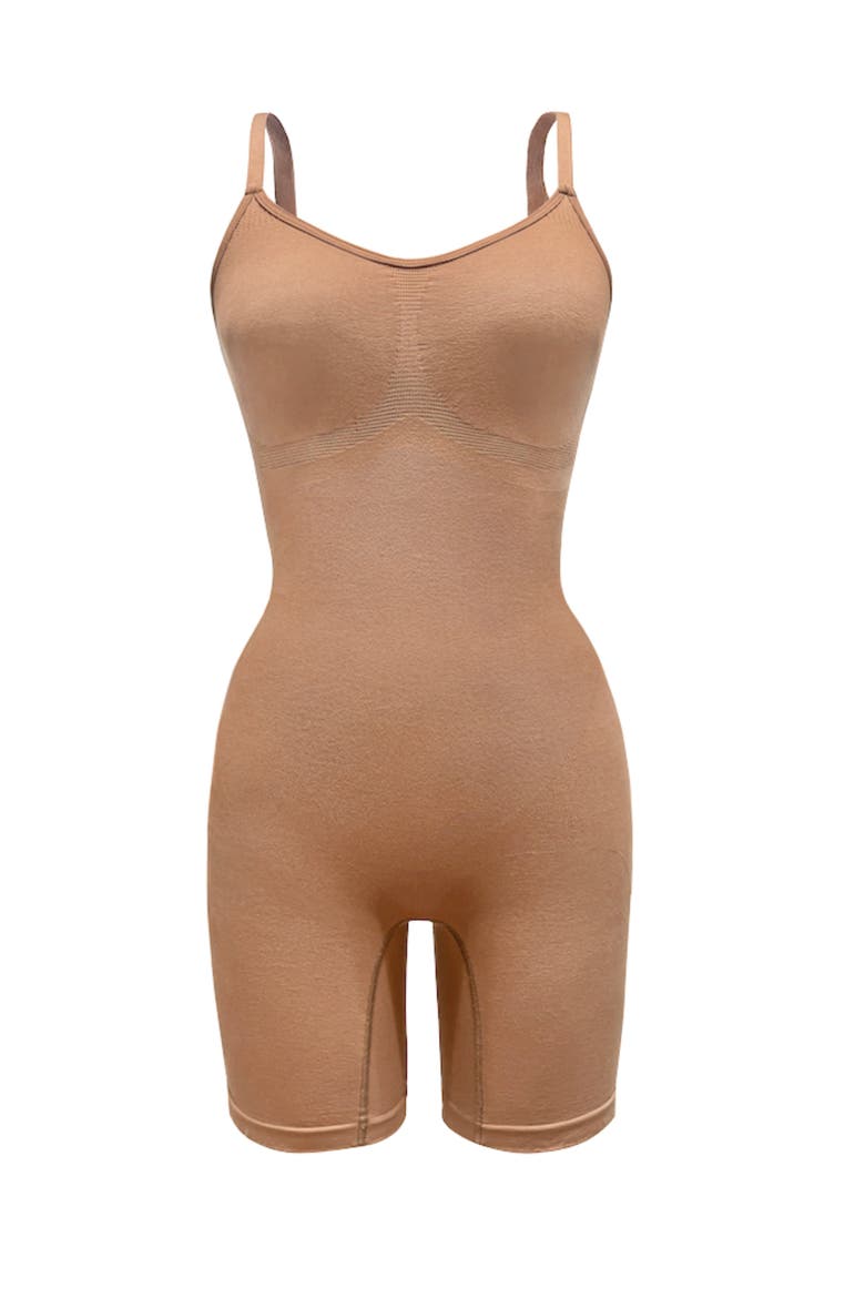 Mid-Thigh Plant-Based Shapewear Bodysuit, Alternate, color, Medium Nude