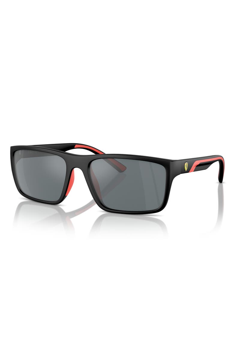 Scuderia Ferrari 59mm Mirrored Rectangular Sunglasses, Alternate, color, Black Grey