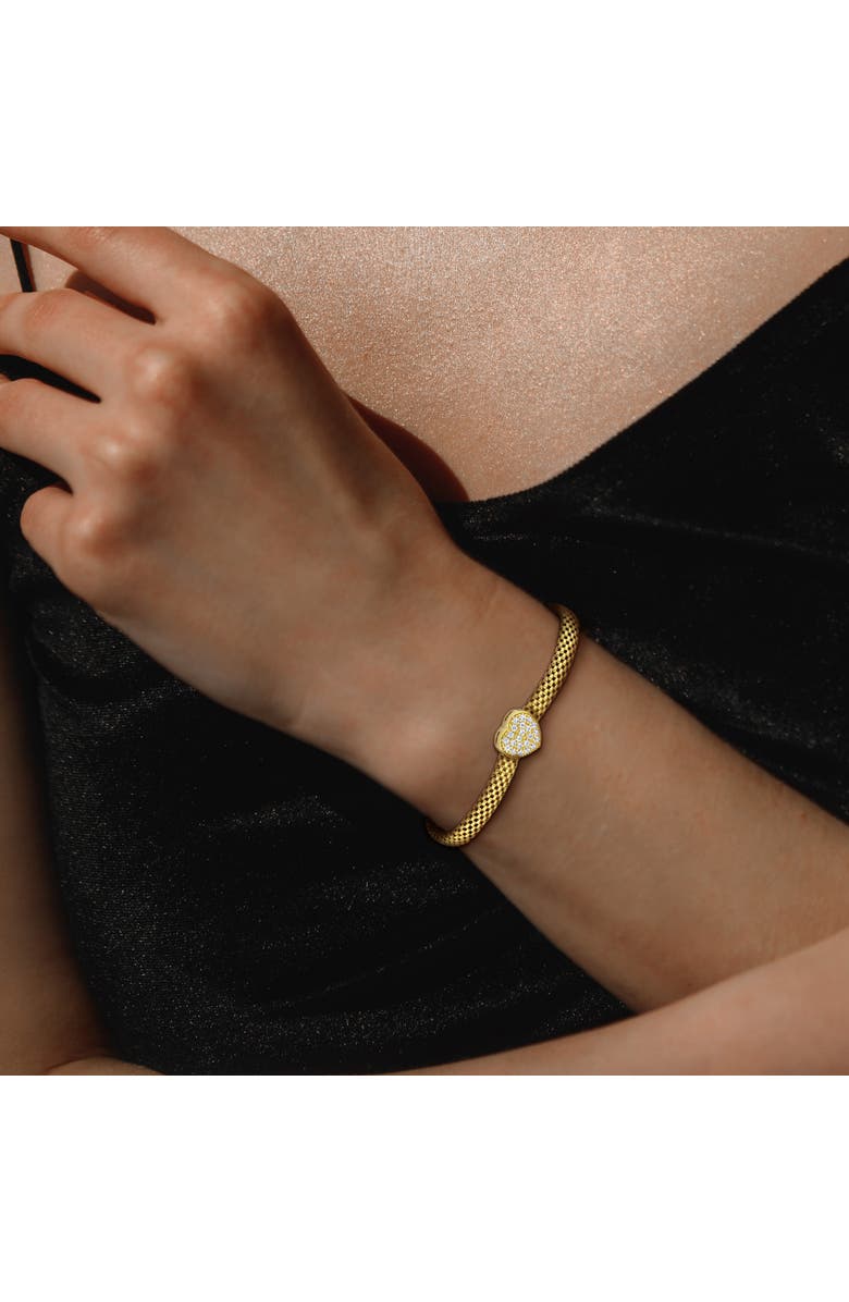 Julianna B. Cubic Zirconia Cluster Heart Bracelet Yellow Plated, Alternate, color, Yellow-Plated