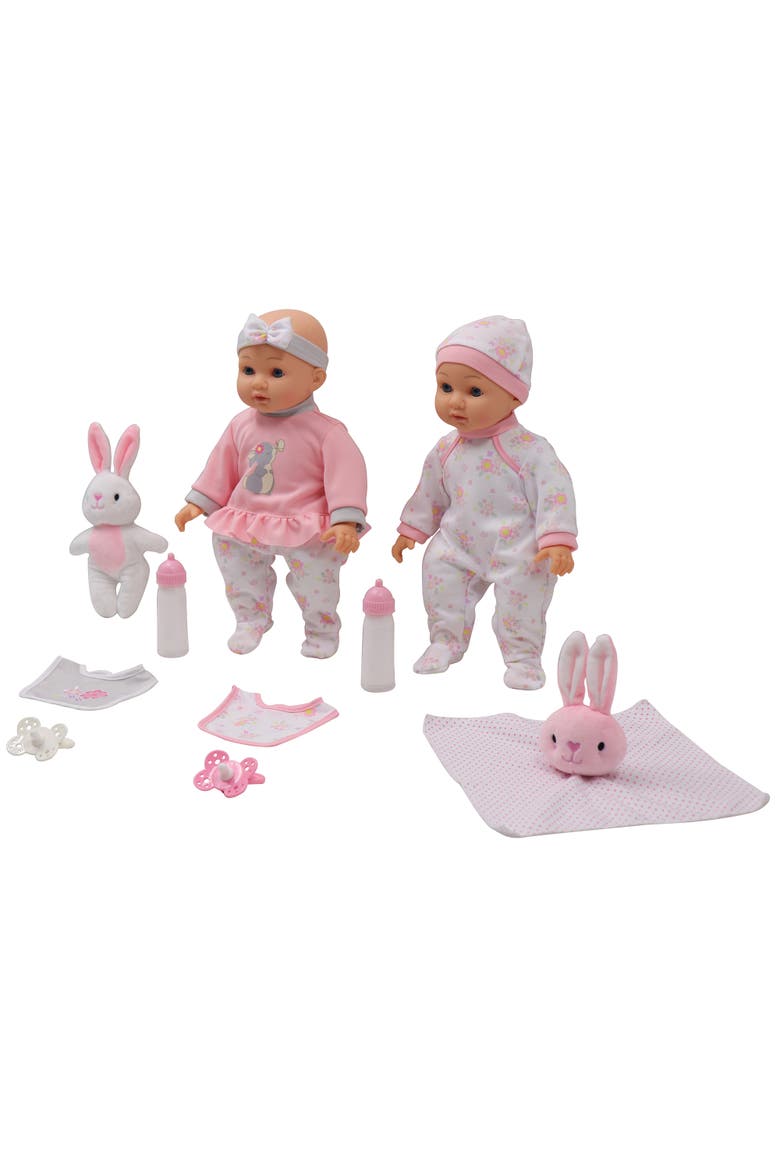 Deluxe Twin Set 14 Inch Baby Dolls, 4 Piece, Ages 2+, Alternate, color, Multicolored