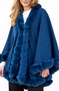 SAACHI Faux Fur Trim Cape