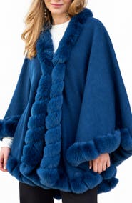 SAACHI Faux Fur Trim Cape