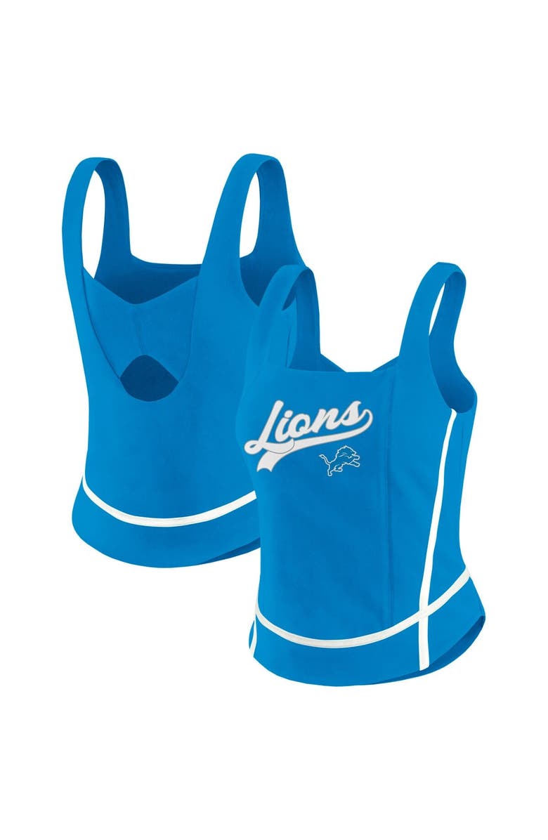 WEAR by Erin Andrews Women's WEAR by Erin Andrews Blue Detroit Lions Square Neck Tank Top, Main, color, 