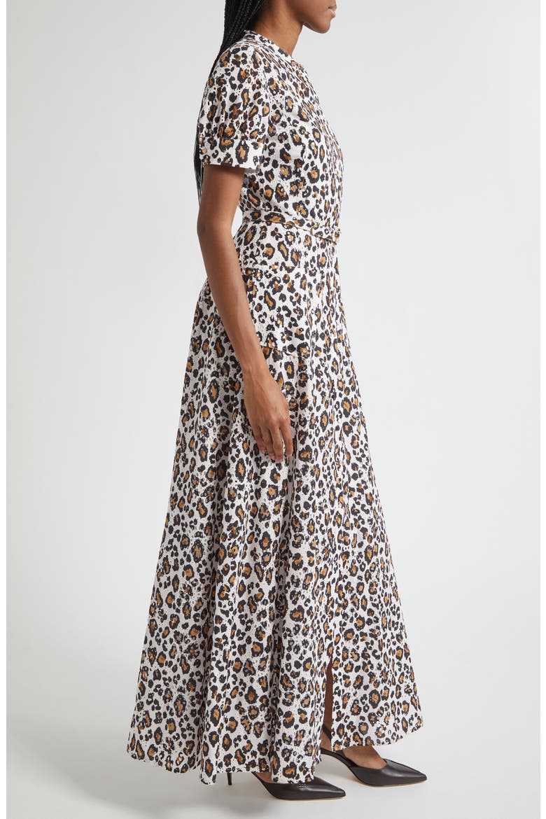 Leopard Print Cotton Eyelet Belted Shirtdress, Alternate, color, LEOPARD PRINT