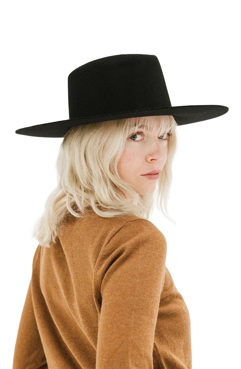 Gigi Pip Dakota Wide Brim Felt Hat, Alternate, color, Black