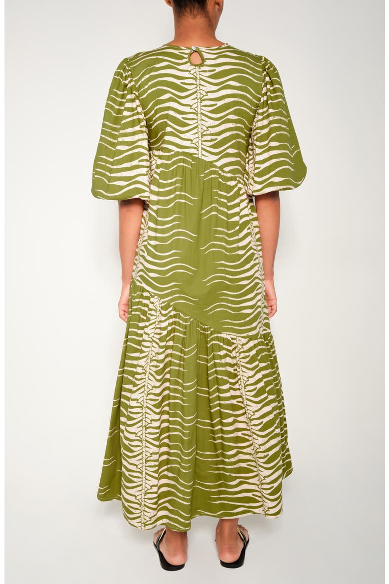 Armenia Asymmetric Ruffle Maxi Dress, Alternate, color, GREEN SNAKE