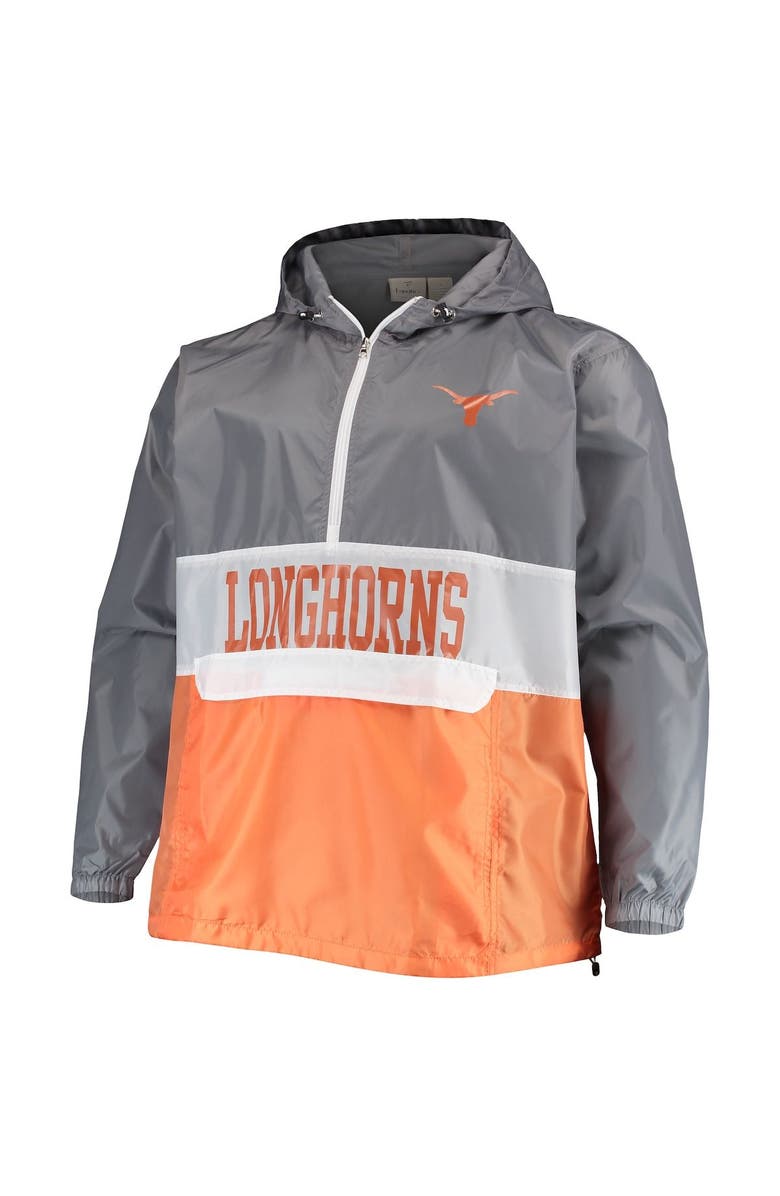 PROFILE Men's Fanatics Branded Gray/Texas Orange Texas Longhorns Big & Tall Water-Resistant Half-Zip Hoodie, Alternate, color,