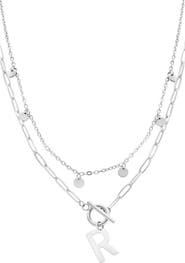 Adornia Toggle Initial Pendant Layered Necklace