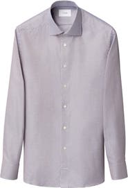 Eton Contemporary Fit Houndstooth Cotton Dobby Dress Shirt