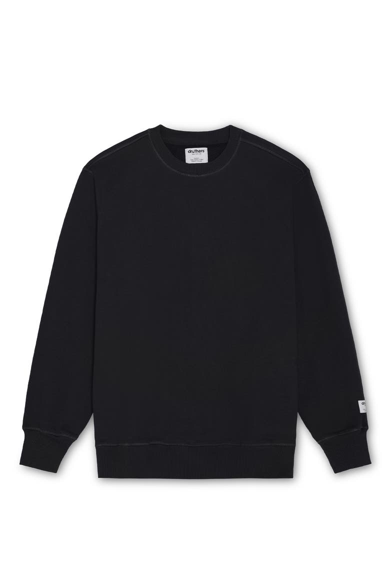 Organic Cotton 685 GSM French Terry Crewneck Sweatshirt, Main, color, Caviar