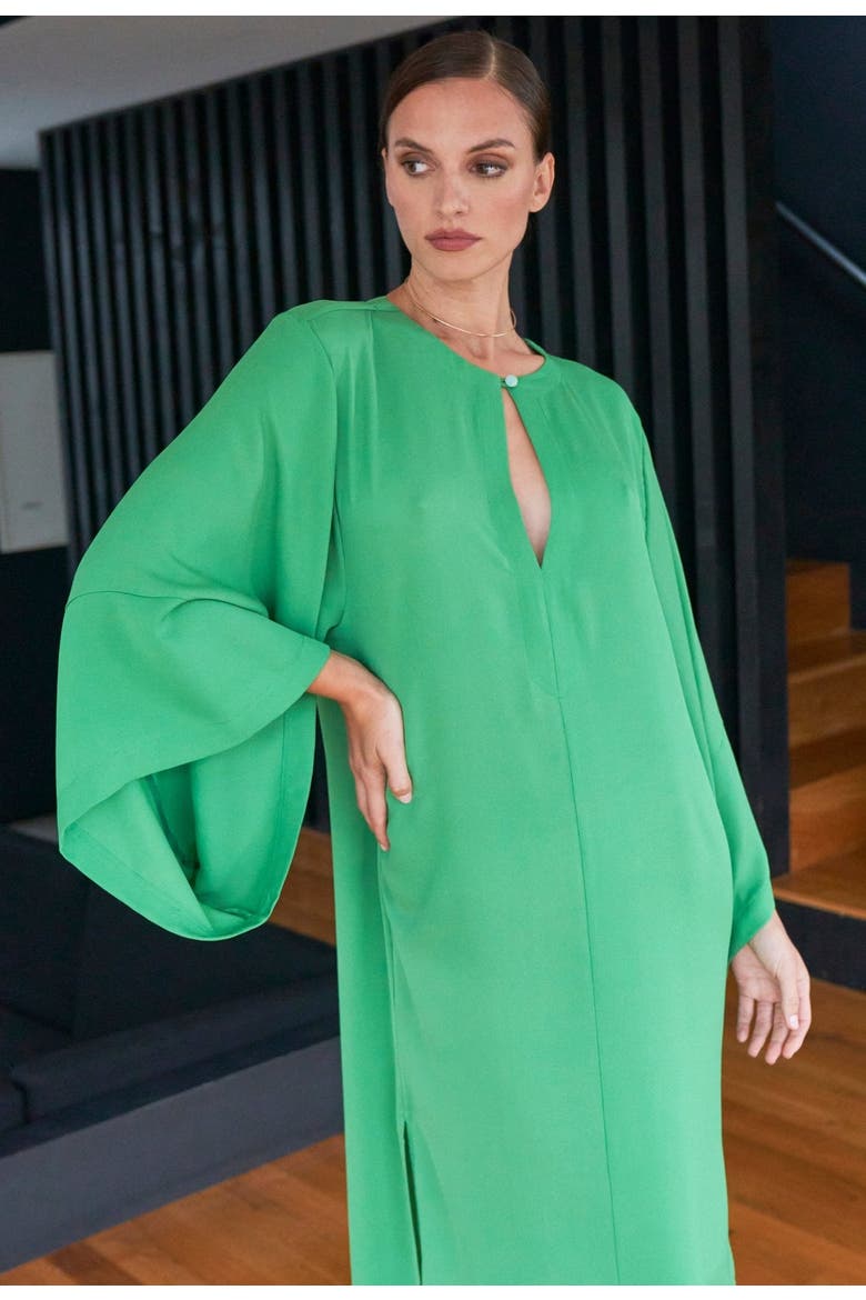 Wide Sleeve Silk Tunic Dress, Alternate, color, Green