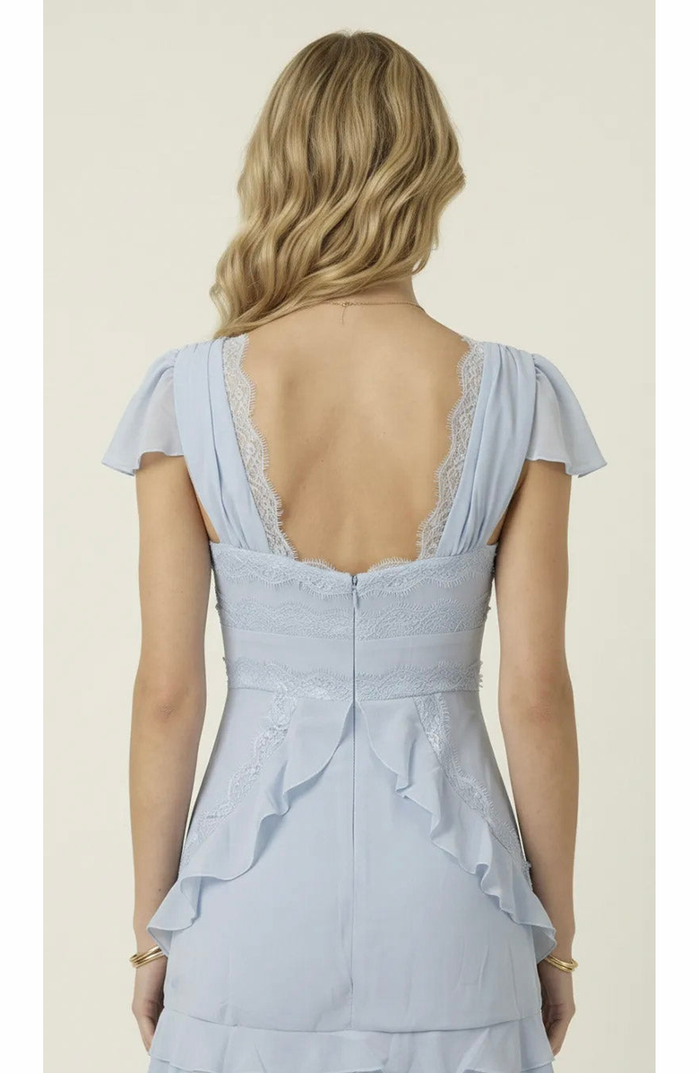 Modenaire Lace Trim Tiered Maxi Dress, Alternate, color, Pastel Blue