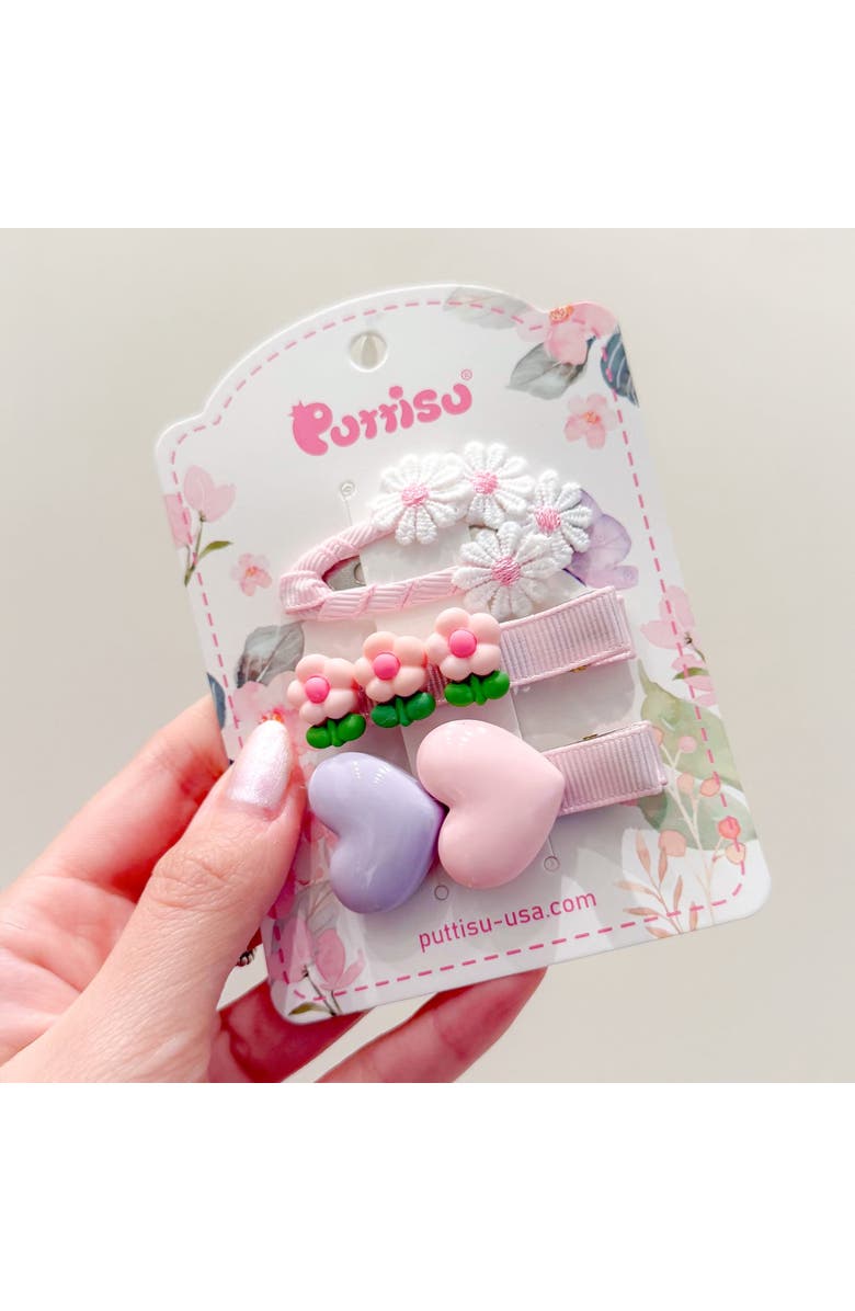 Puttisu Tulle Blossom Charm Hair Clip Set of 5, Alternate, color, Pink & Lavender
