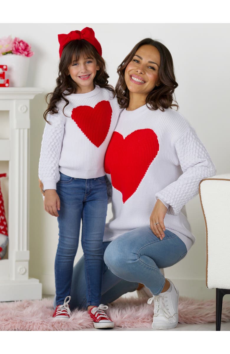Mia Belle Girls Girls All My Love Heart Sweater, Alternate, color, White