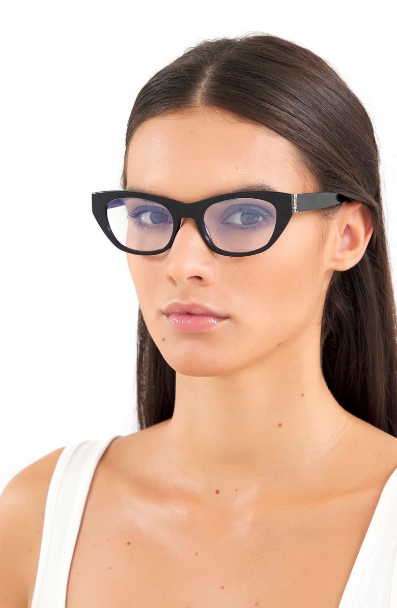 Saint Laurent 52mm Cat Eye Optical Glasses, Alternate, color, 