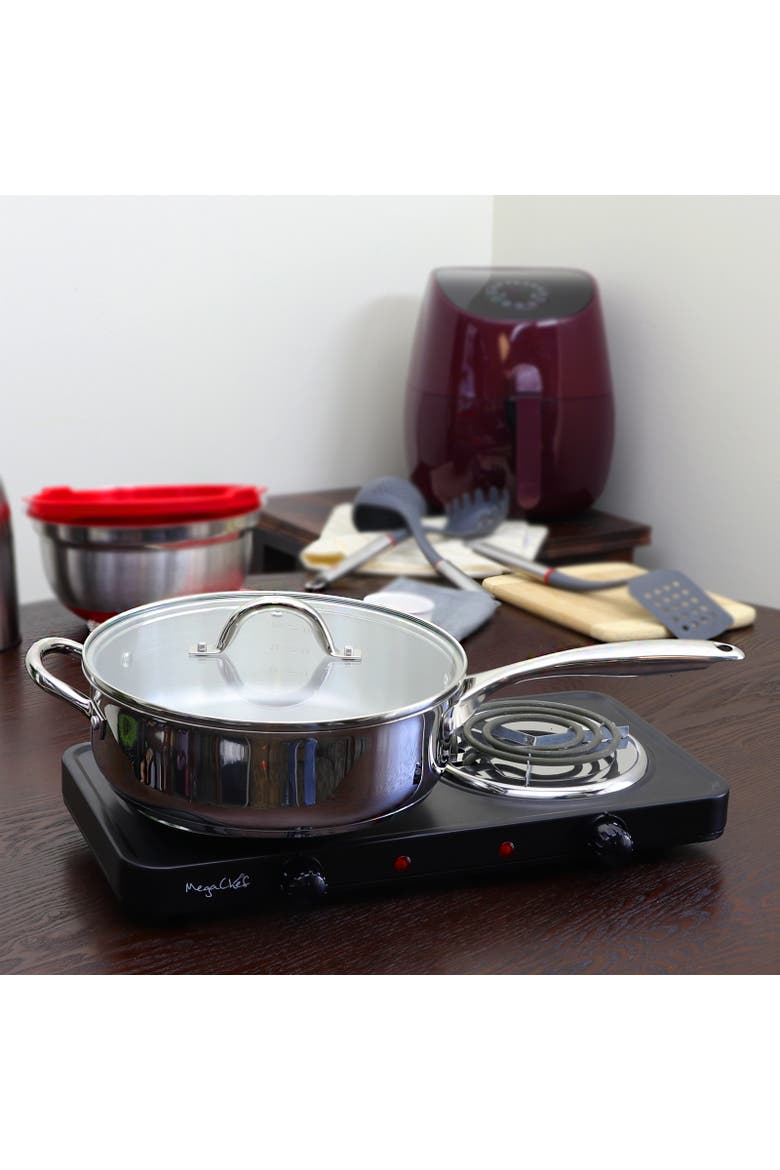 Cuisine Saunders 4.2 Quart Saute Pan with Lid, Alternate, color, Metallic Silver