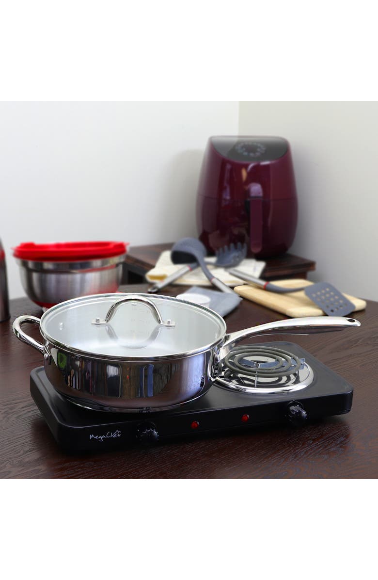 Oster Cuisine Cuisine Saunders 4.2 Quart Saute Pan with Lid, Alternate, color, Metallic Silver