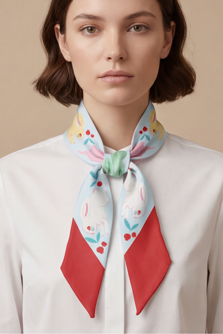 Bunnies Twilly Ribbon Scarf, Alternate, color, Multicolor