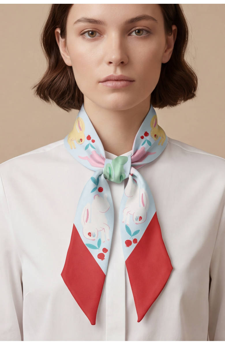 Centinelle Bunnies Twilly Ribbon Scarf, Alternate, color, Multicolor