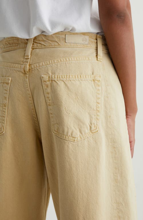 Ag Hattie Raw Hem High Waist Crop Barrel Jeans In Sulfur Golden Wheat