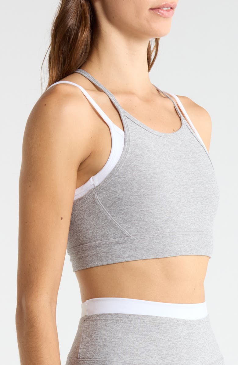 Beyond Yoga Space Dye Long Layered Bra, Alternate, color, Silver Mist