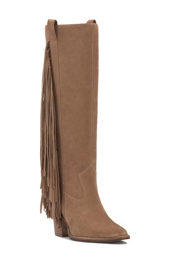 Vince Camuto Pelia Fringe Knee High Boot In Gray