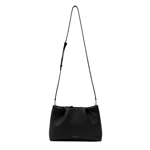 Esin Akan Wimbledon Midi Mayfair Leather Clutch Crossbody Bag In Black