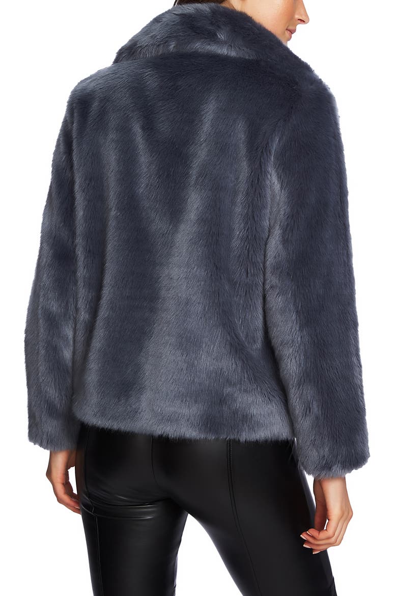 Crop Faux Fur Jacket, Alternate, color, FRENCH CADET